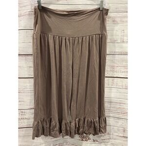 Paisley Grace USA Taupe Ruffle Hem Wide Leg Crop Pants XXXL Lounge Pajama Brown